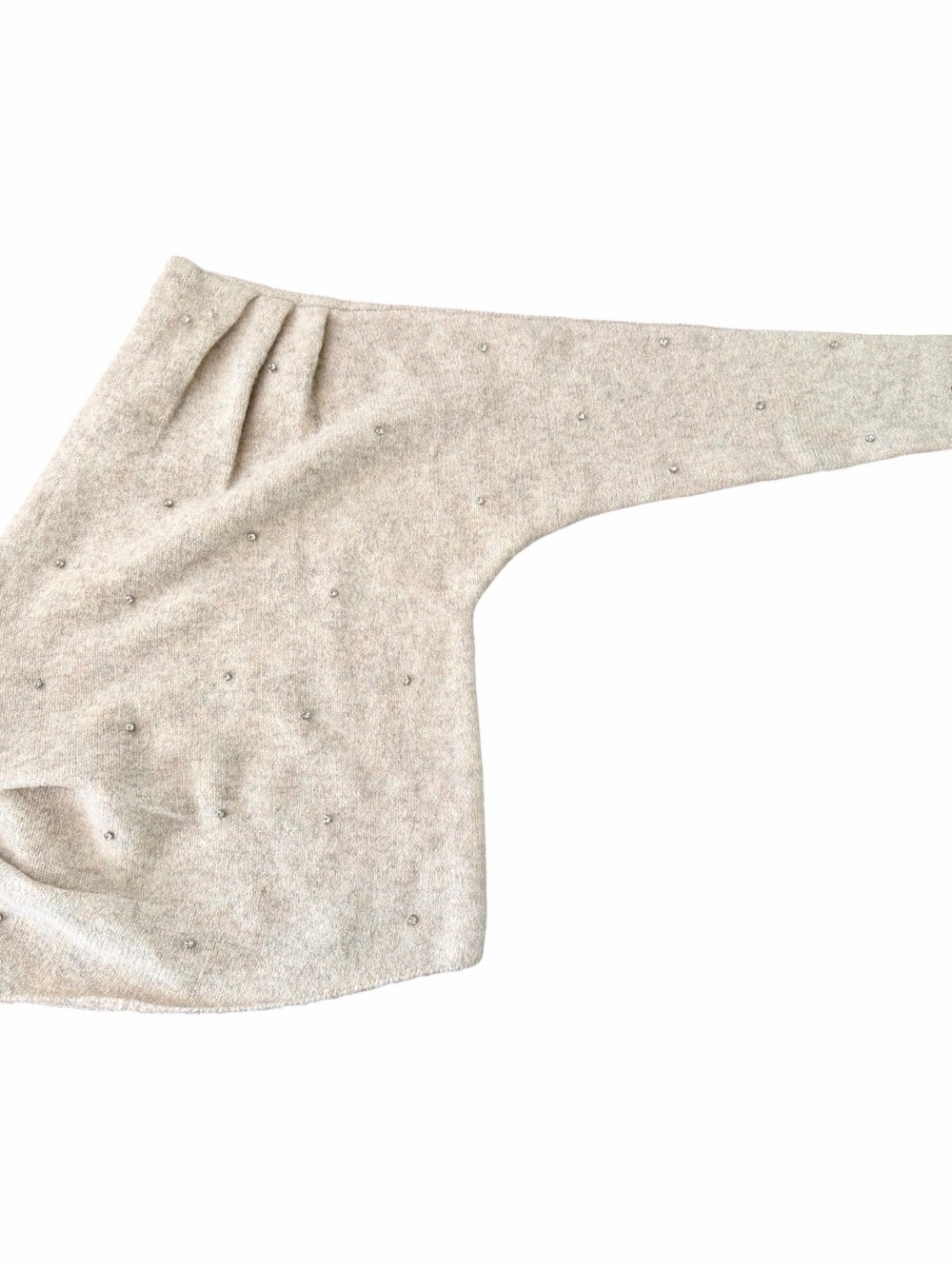 Astr Cream One-Shoulder Rhinestone Embellished Sweater - Picture 2 of 6